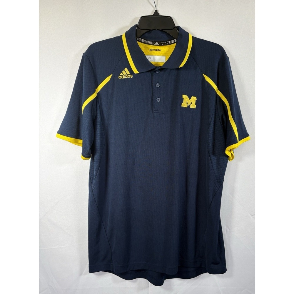 Adidas polo shirt size L University of Michigan 1/4 button climalite